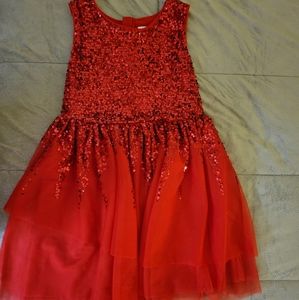 Cat & Jack Girls L 10/12 Red Sequin Tulle Dress